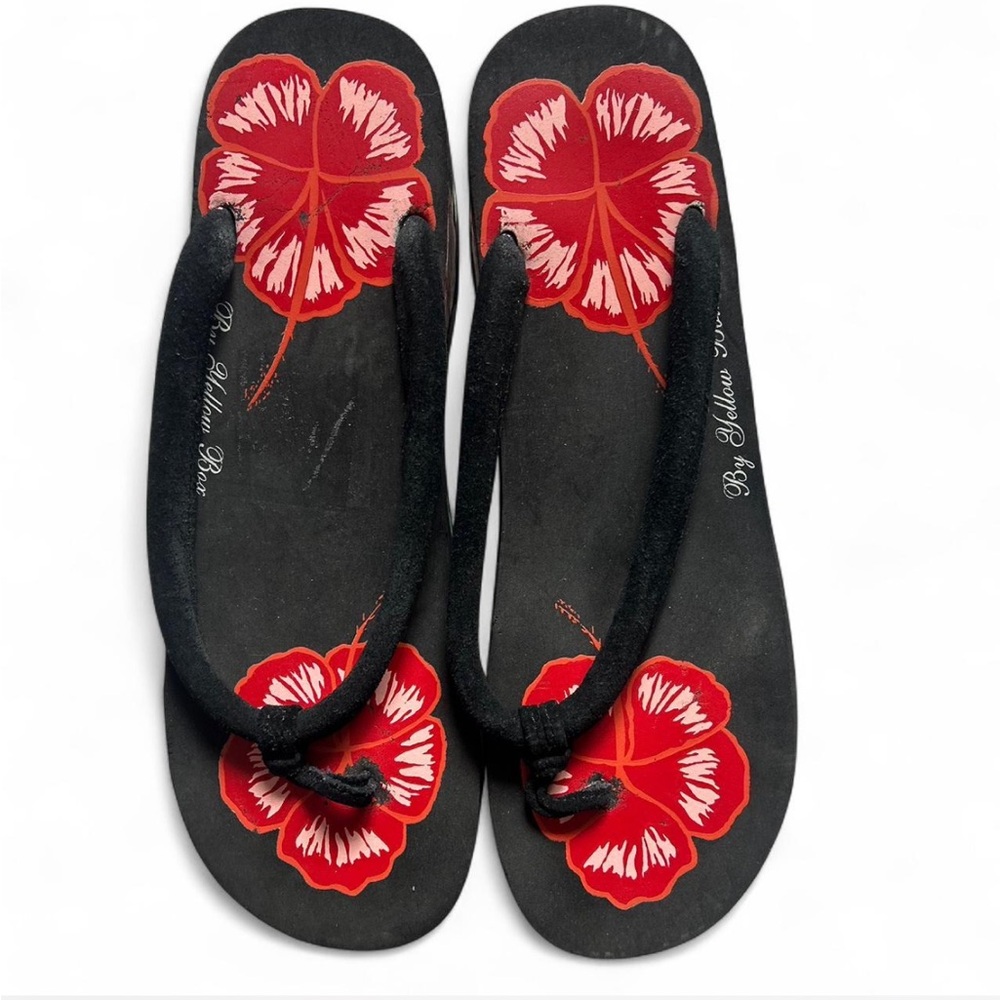 Stylish Black and Red Floral Sandals